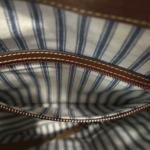 Dooney & Bourke Hobo Purse Black Nylon Cognac Leather Detail Pockets Logo Zipper - Picture 16 of 16